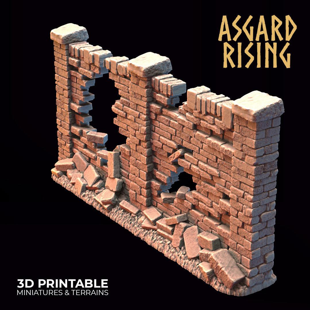 3D Printed Asgard Rising Cemetery Stone Wall Gate Set B 28mm-32mm Ragnarok D&D