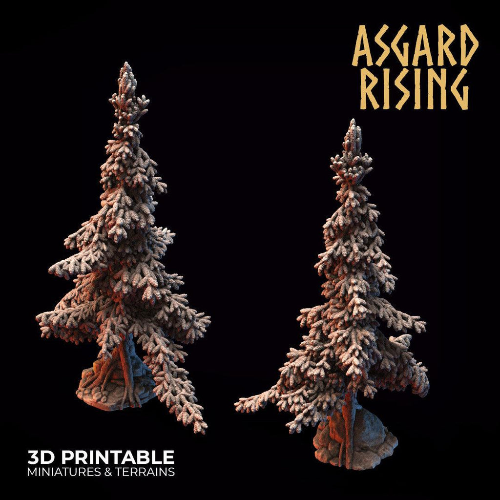 3D Printed Asgard Rising Conifers Spruce Modular Forest Tree Set 32mm D&D
