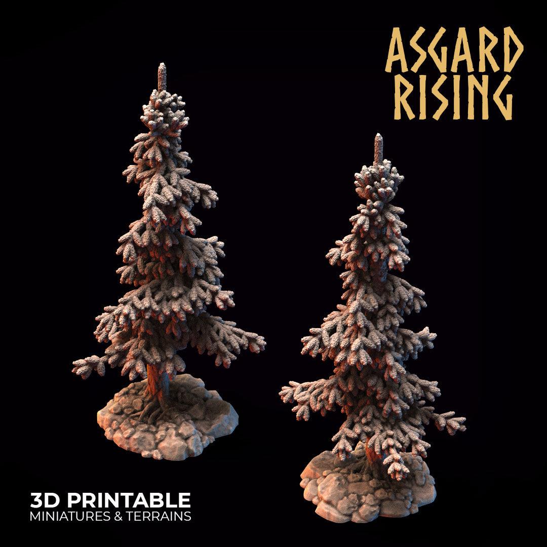 3D Printed Asgard Rising Conifers Spruce Modular Forest Tree Set 32mm D&D