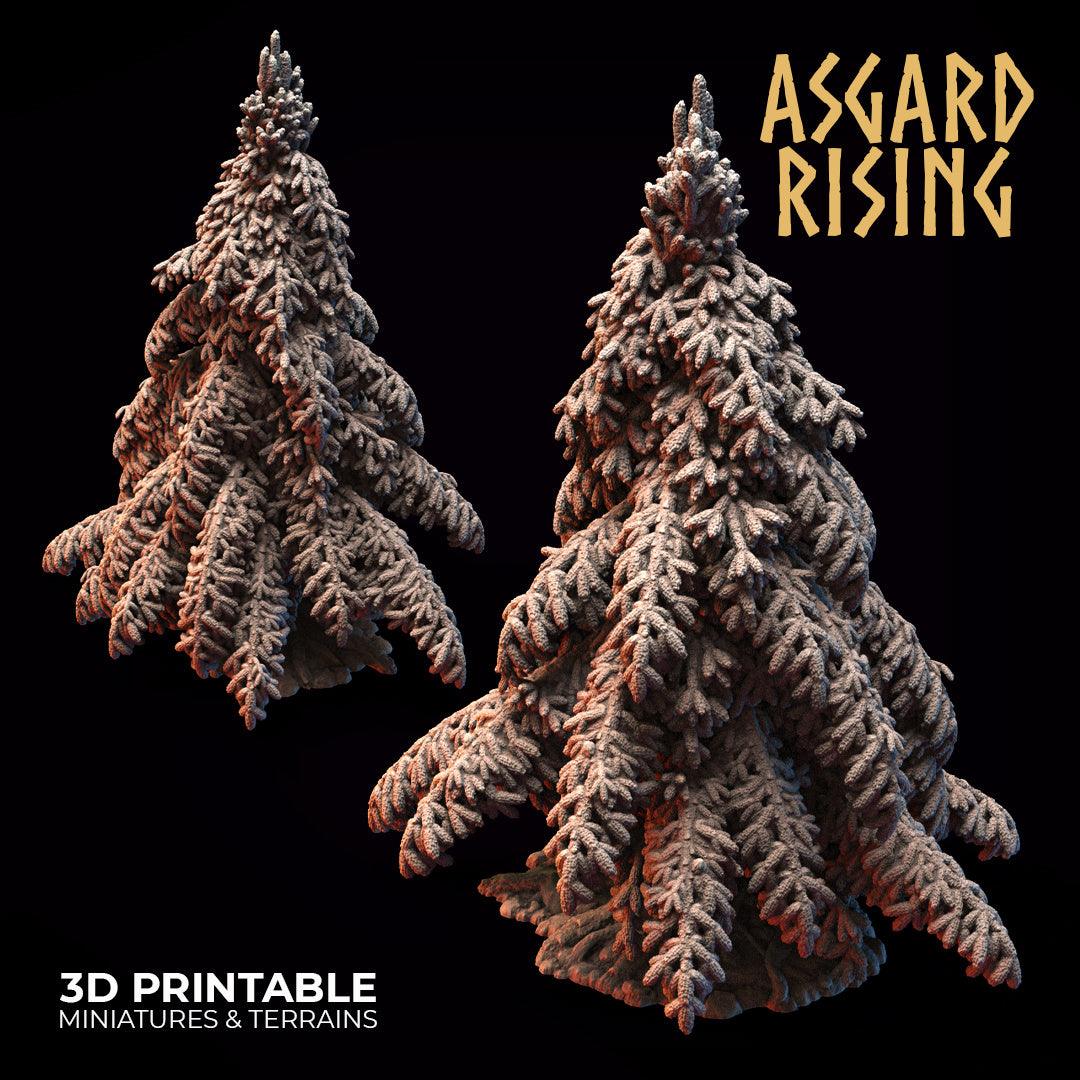 3D Printed Asgard Rising Conifers Spruce Modular Forest Tree Set 32mm D&D