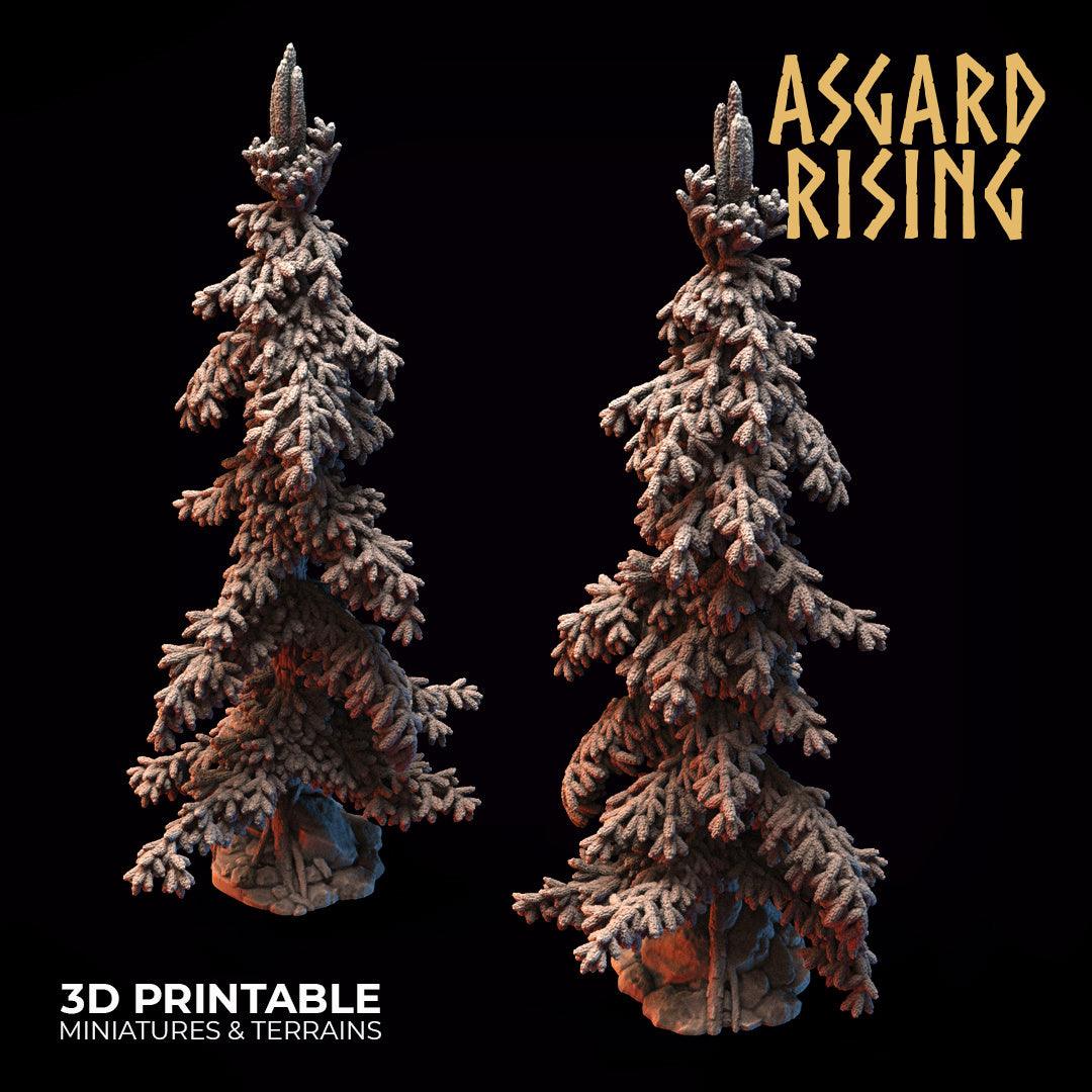 3D Printed Asgard Rising Conifers Spruce Modular Forest Tree Set 32mm D&D