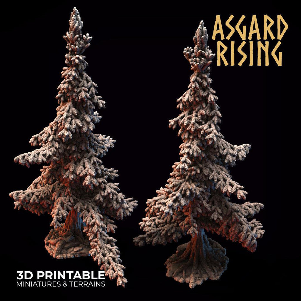 3D Printed Asgard Rising Conifers Spruce Modular Forest Tree Set 32mm D&D