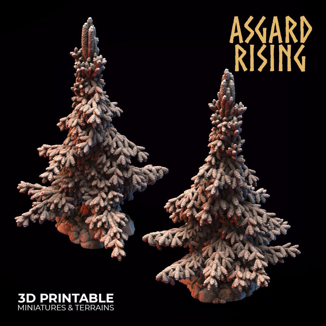 3D Printed Asgard Rising Conifers Spruce Modular Forest Tree Set 32mm D&D