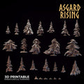 3D Printed Asgard Rising Conifers Spruce Modular Forest Tree Set 32mm D&D
