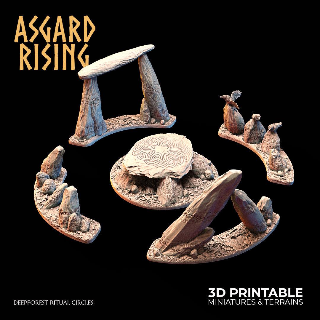 3D Printed Asgard Rising Deepforest Ritual Circles & Sacred Runic Tree - 28 32mm Wargaming DnD
