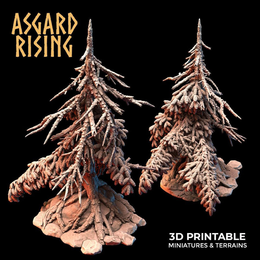 3D Printed Asgard Rising Dry Conifers Spruce Modular Forest Set 28mm 32mm D&D