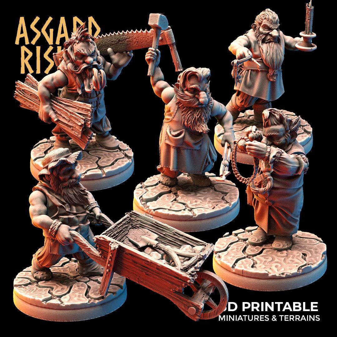 3D Printed Asgard Rising Dwarf Artisan Worker Set 28mm - 32mm