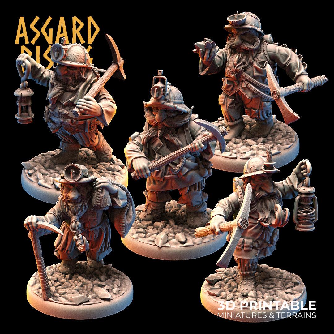 3D Printed Asgard Rising Dwarf Dwarven Miners Set 1 28mm - 32mm