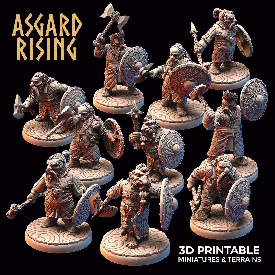 3D Printed Asgard Rising Dwarf Warrior Gambeson Modular Warband Set 28mm - 32mm