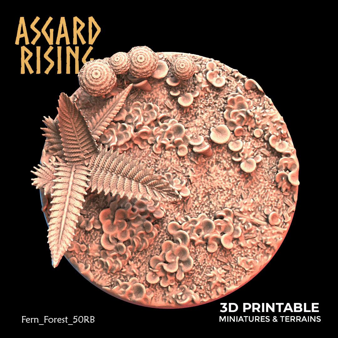 3D Printed Asgard Rising Fern Forest - 50mm Round Base  Wargaming DnD