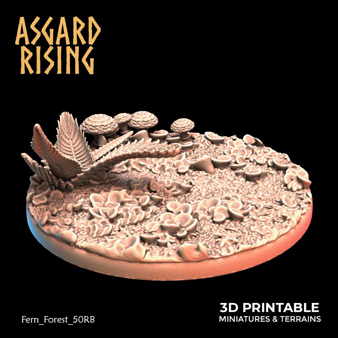 3D Printed Asgard Rising Fern Forest - 50mm Round Base  Wargaming DnD