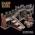 3D Printed Asgard Rising Fortified Village - Large Palisade Set 28mm - 32mm Ragnarok D&D