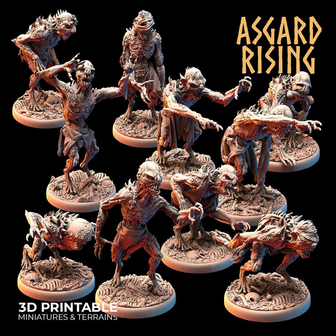 3D Printed Asgard Rising Ghouls Undead Set Round or Square Base 28mm - 32mm
