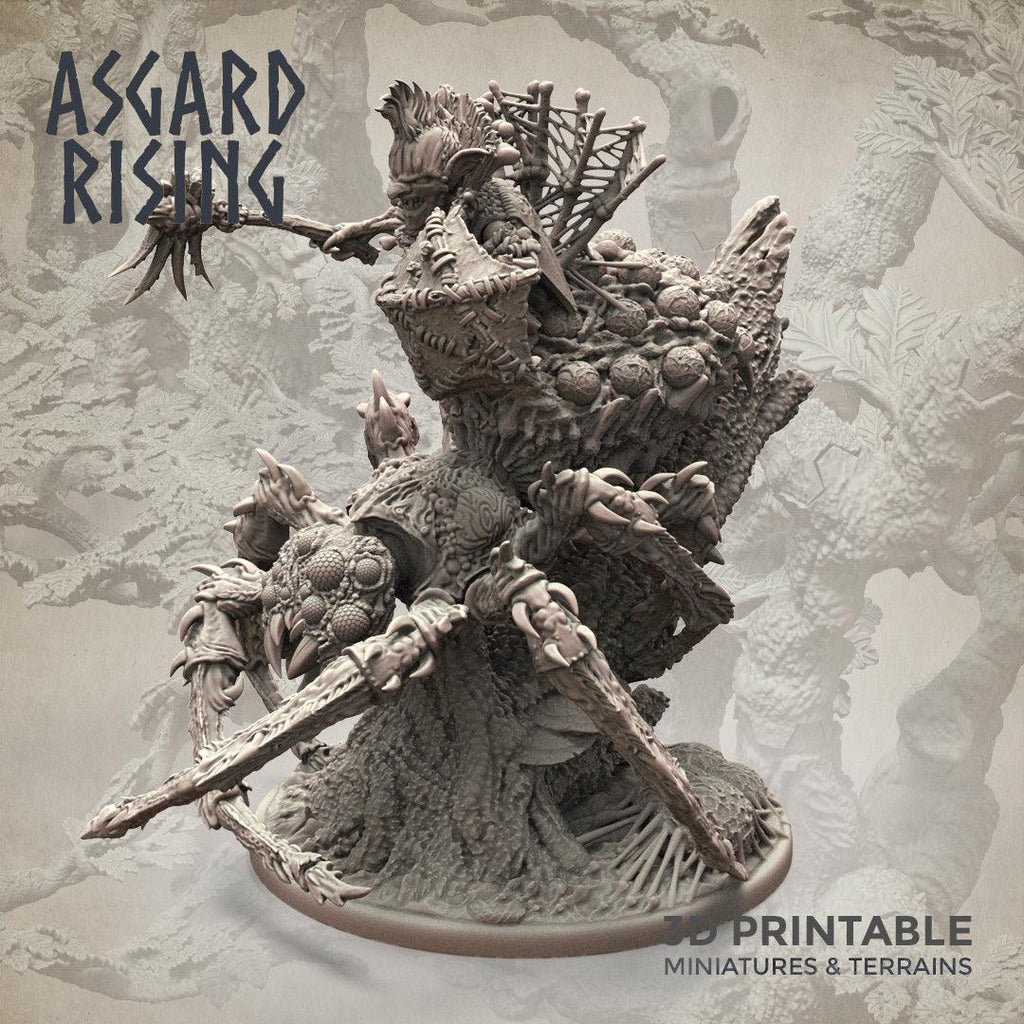 3D Printed Asgard Rising Goblin Chieftain Riding Spider 28mm-32mm Ragnarok D&D
