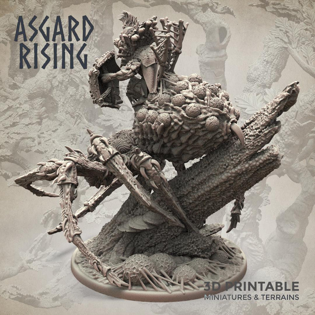 3D Printed Asgard Rising Goblin Chieftain Riding Spider 28mm-32mm Ragnarok D&D