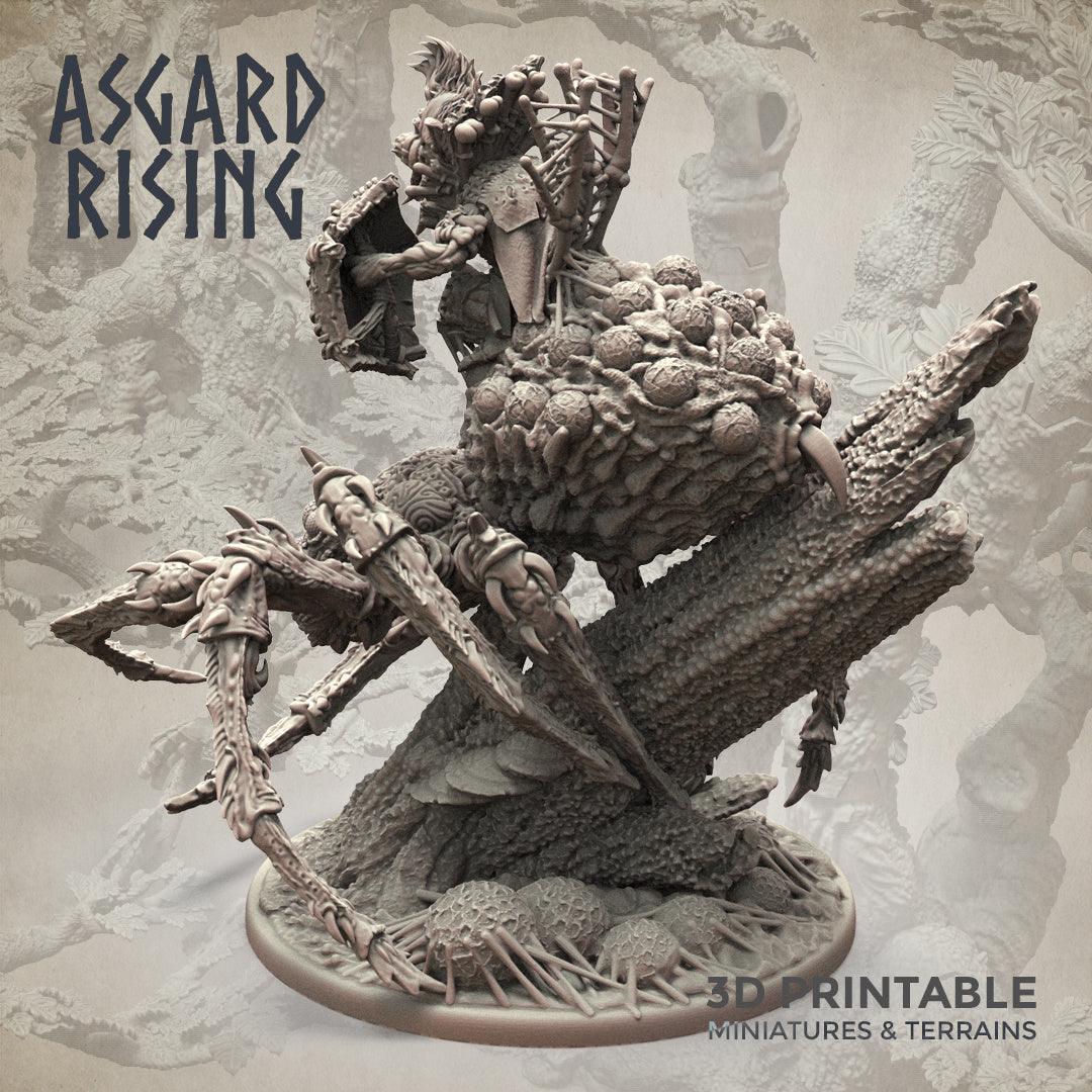 3D Printed Asgard Rising Goblin Chieftain Riding Spider 28mm-32mm Ragnarok D&D