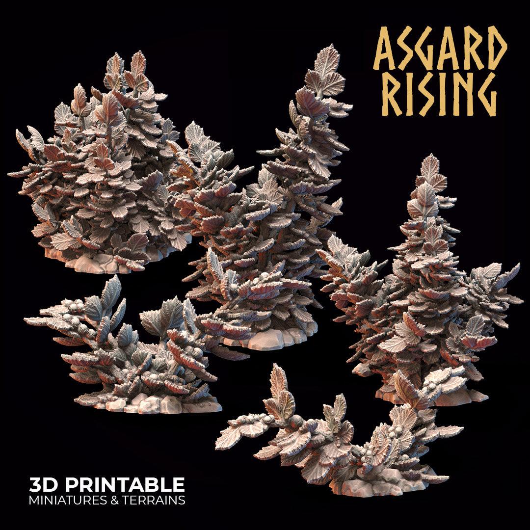 3D Printed Asgard Rising Hazel Bush Set 28 - 32mm Ragnarok D&D