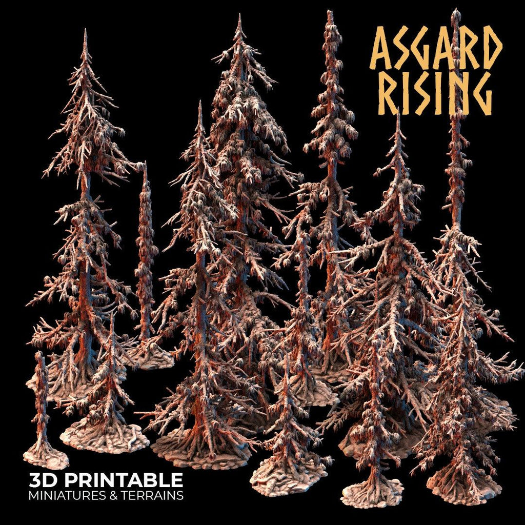 3D Printed Asgard Rising Infected Conifers Spruce Modular Forest Set 28mm 32mm D&D