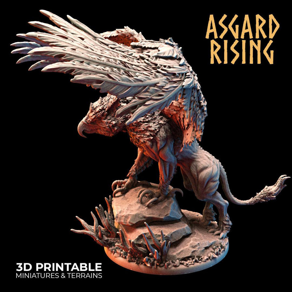 3D Printed Asgard Rising King of all Creatures Griffin Set - 32mm D&D