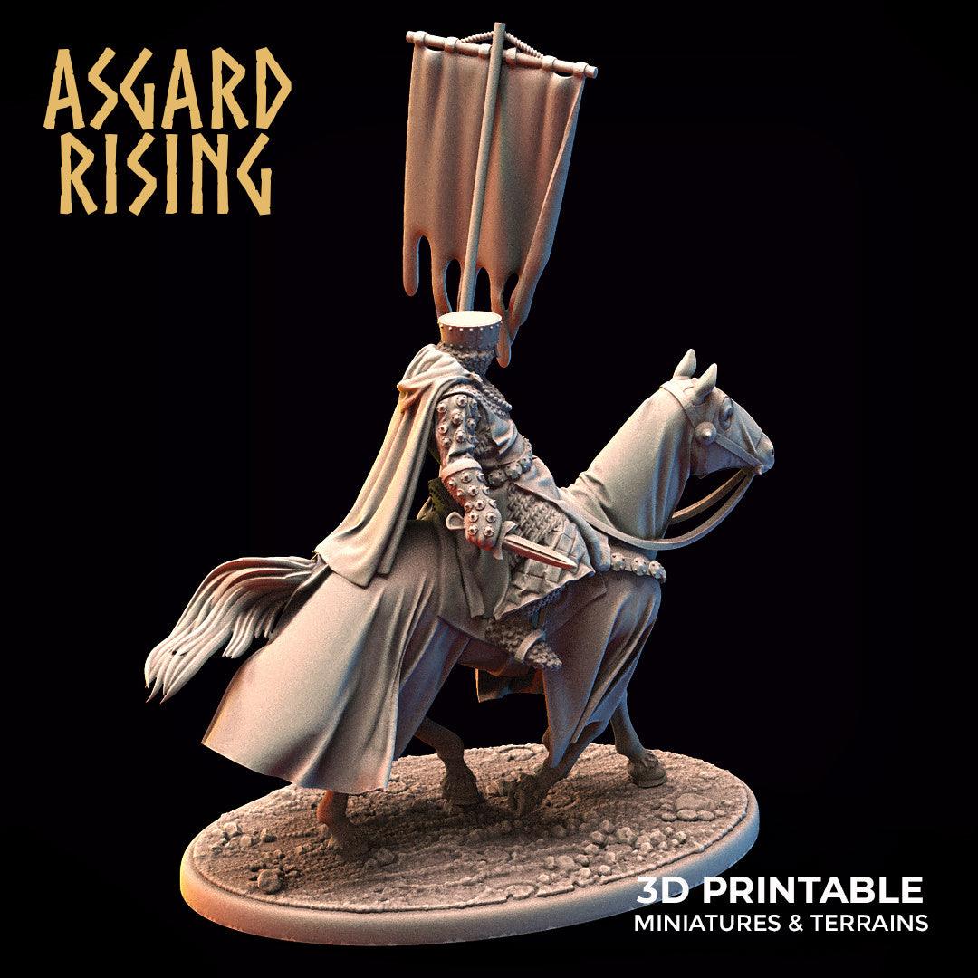 3D Printed Asgard Rising Medieval Heavy Calvary Standard Bearer 32mm Ragnarok D&D