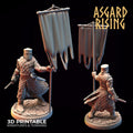 3D Printed Asgard Rising Medieval Knight Standard Bearer 32mm Ragnarok D&D