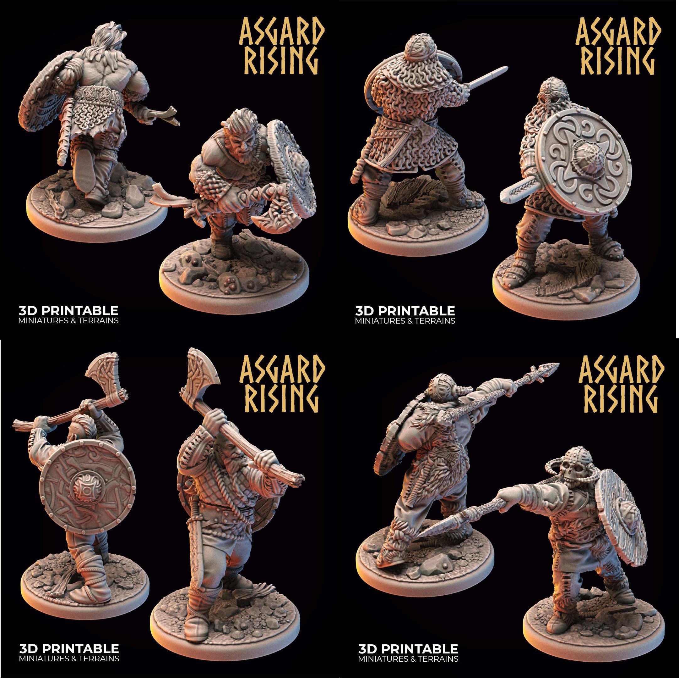 3D Printed Asgard Rising Midgard Viking Shieldman Set 28 32 mm Wargaming DnD