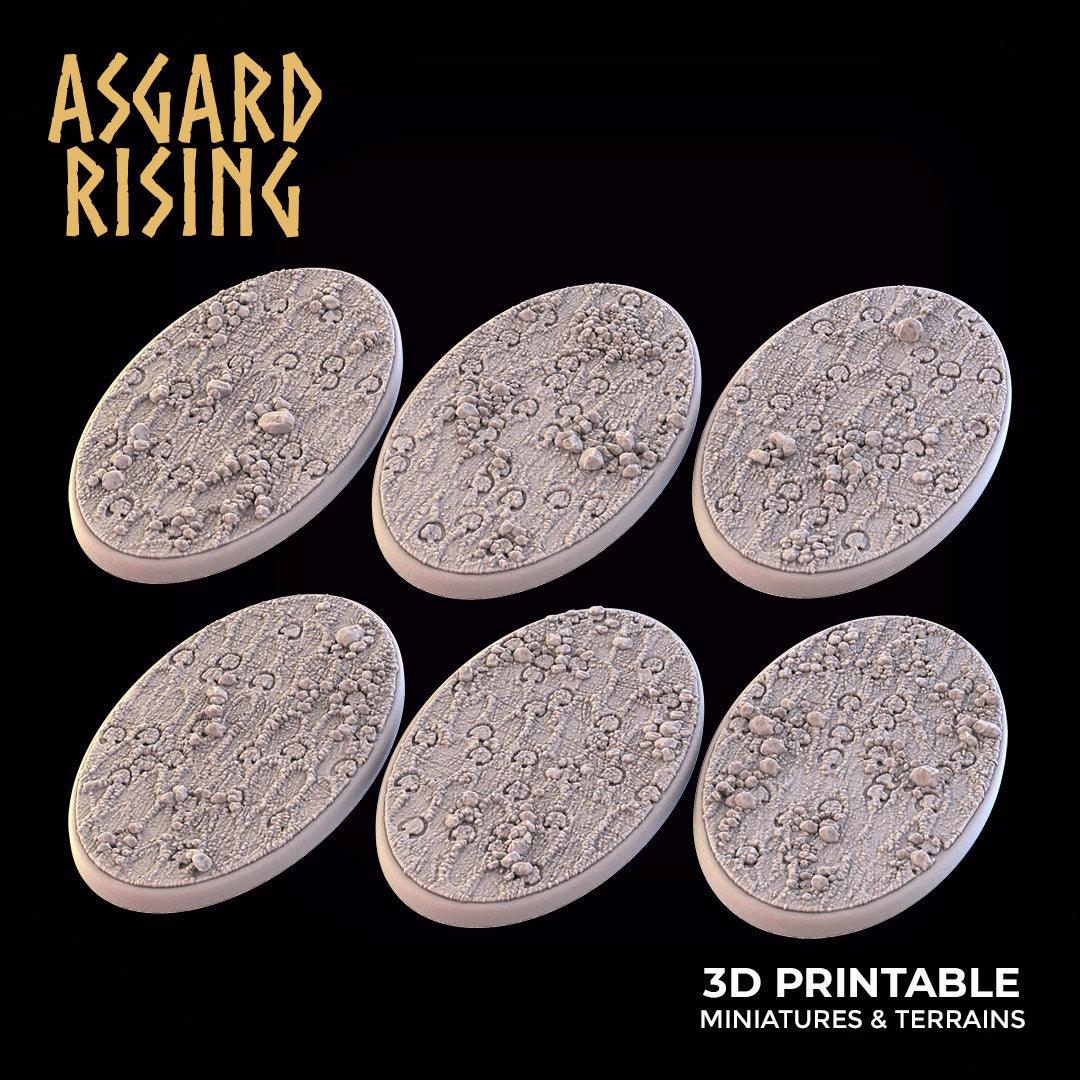 3D Printed Asgard Rising Mud Dirt Oval Base Set 35x60mm  - 32mm D&D