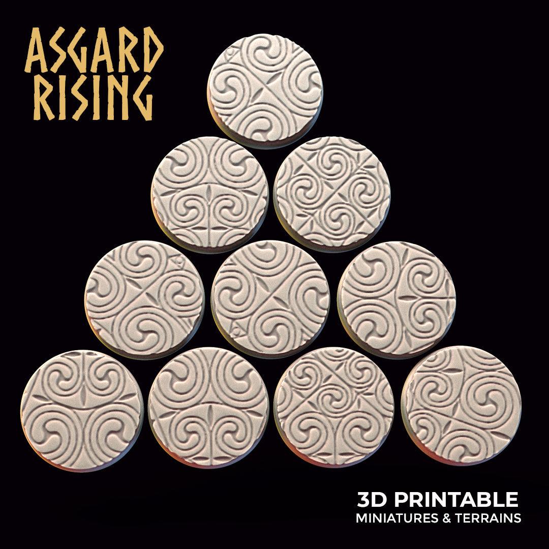 3D Printed Asgard Rising Ornament Theme Round Base Set 25 28 32 35mm D&D