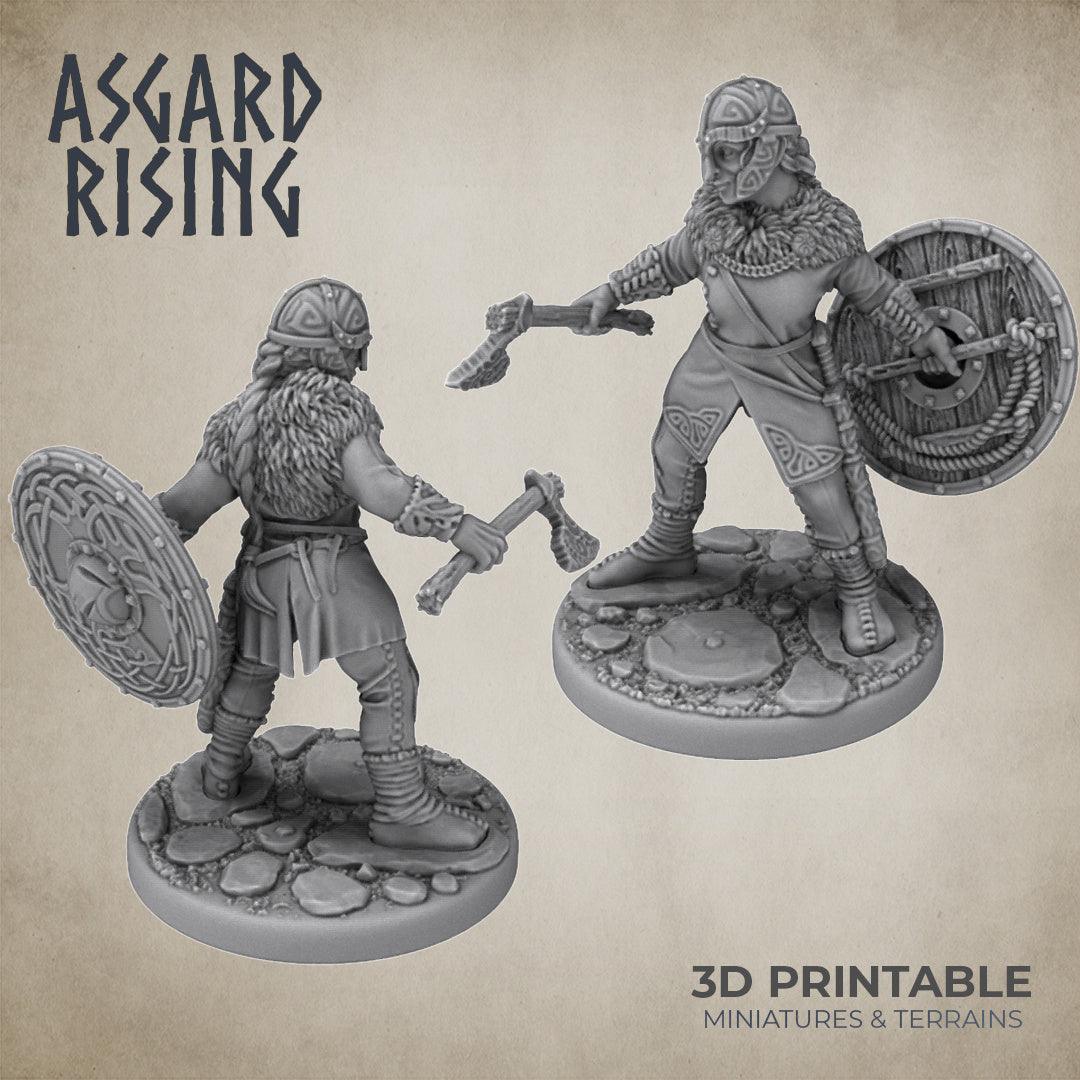 3D Printed Asgard Rising Shield Maiden #3 28mm-32mm Ragnarok D&D