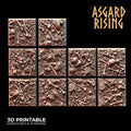 3D Printed Asgard Rising Skull and Bones Square Base Set 25 28 32 35mm D&D