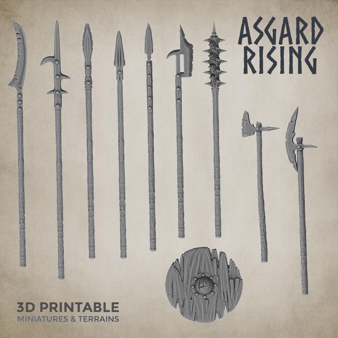 3D Printed Asgard Rising Spear Weapon Set 7 - 32mm D&D