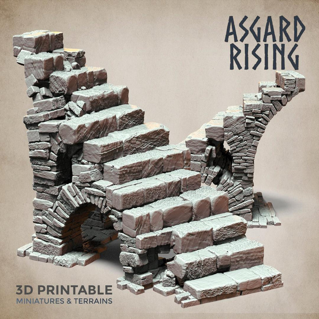 3D Printed Asgard Rising Stone Construction Ruins Ruined Modular Set 28mm - 32mm Ragnarok D&D