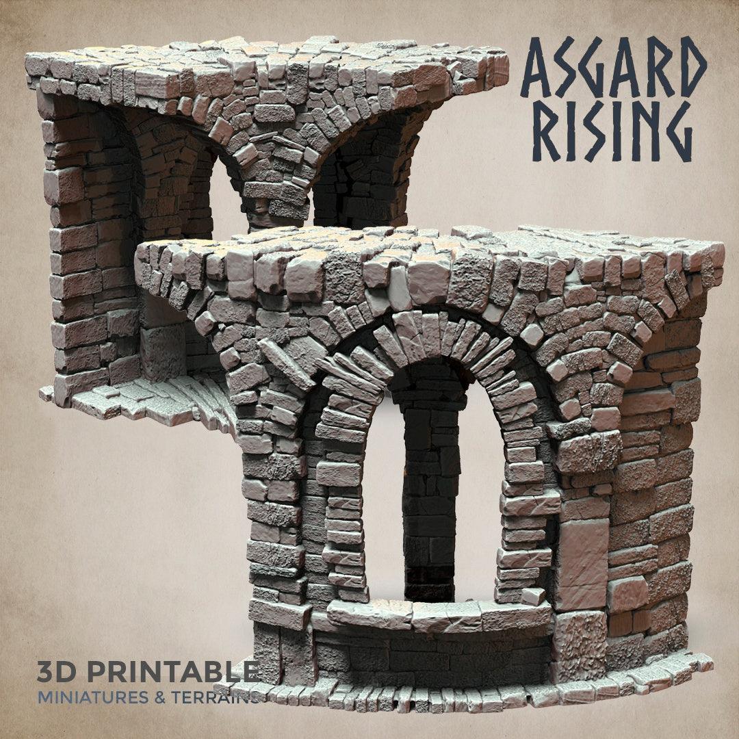 3D Printed Asgard Rising Stone Construction Ruins Ruined Modular Set 28mm - 32mm Ragnarok D&D