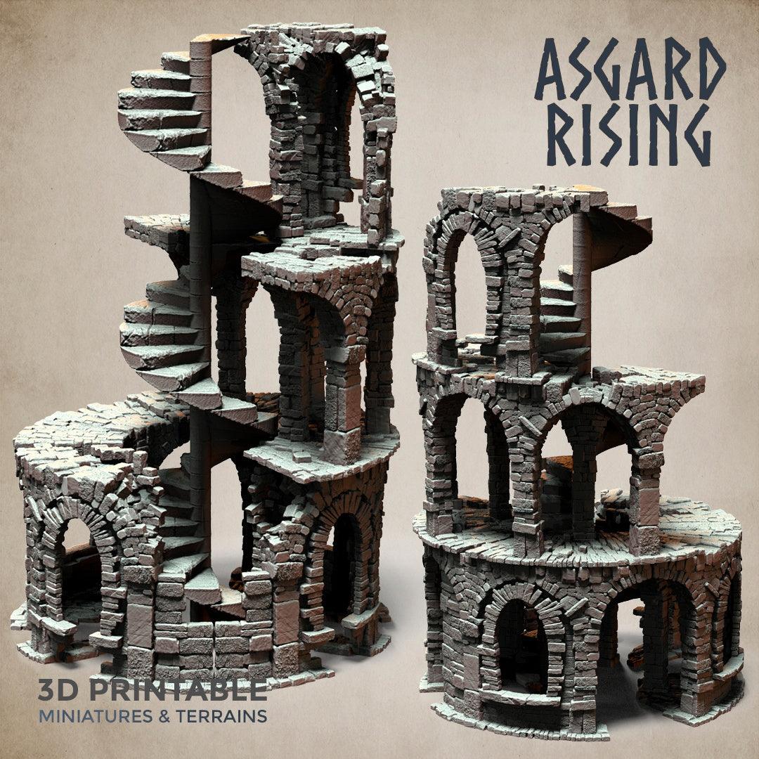 3D Printed Asgard Rising Stone Construction Ruins Ruined Modular Set 28mm - 32mm Ragnarok D&D