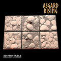 3D Printed Asgard Rising Stone Rock Square Base Set 25 28 32 35mm D&D