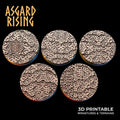 3D Printed Asgard Rising Worn Pavingstone - 5 x 25 28 32 35 mm Round Base Set A Wargaming DnD