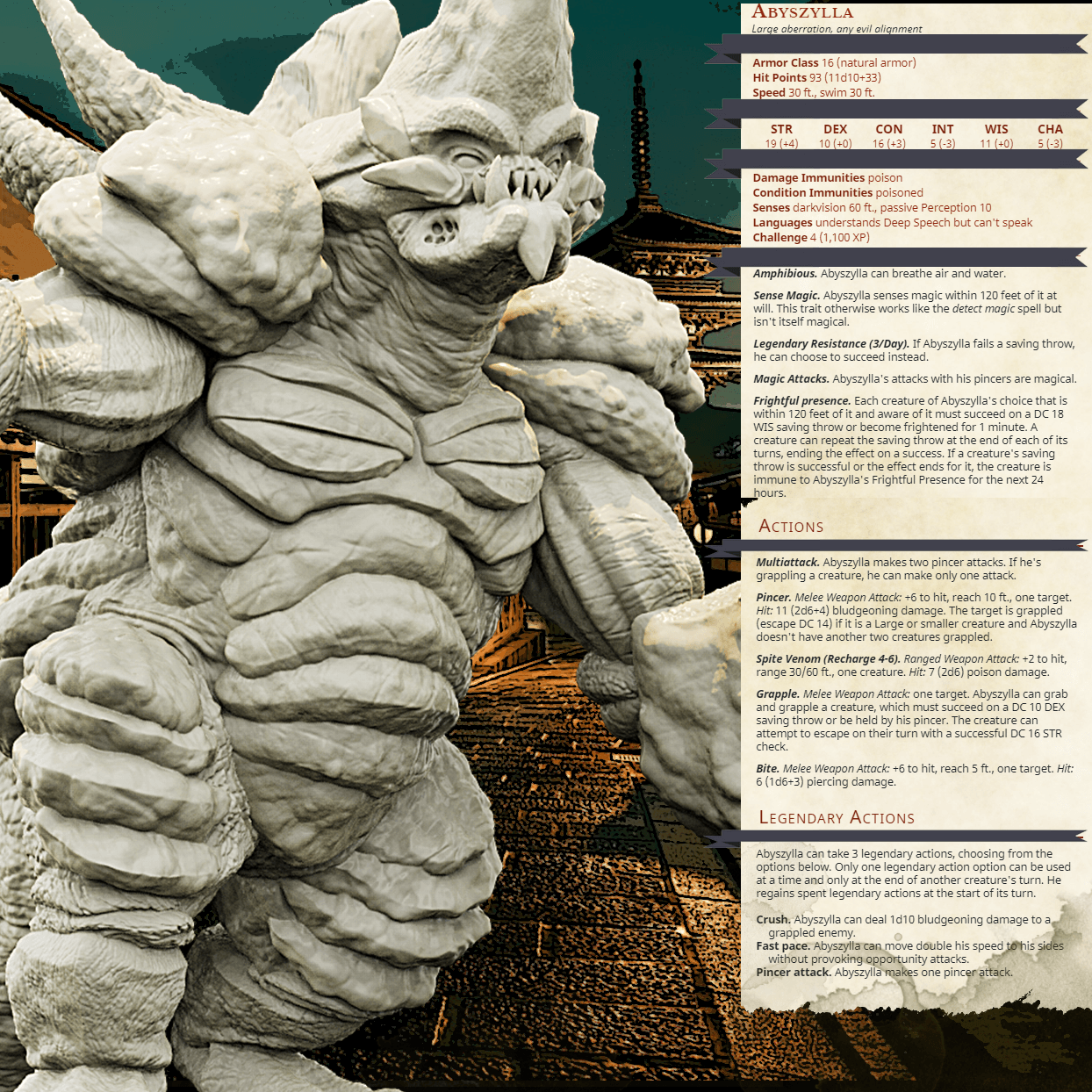 3D Printed Bestiary Vol. 4 Nafarrate - Abyszylla Aberration 32mm Ragnarok D&D