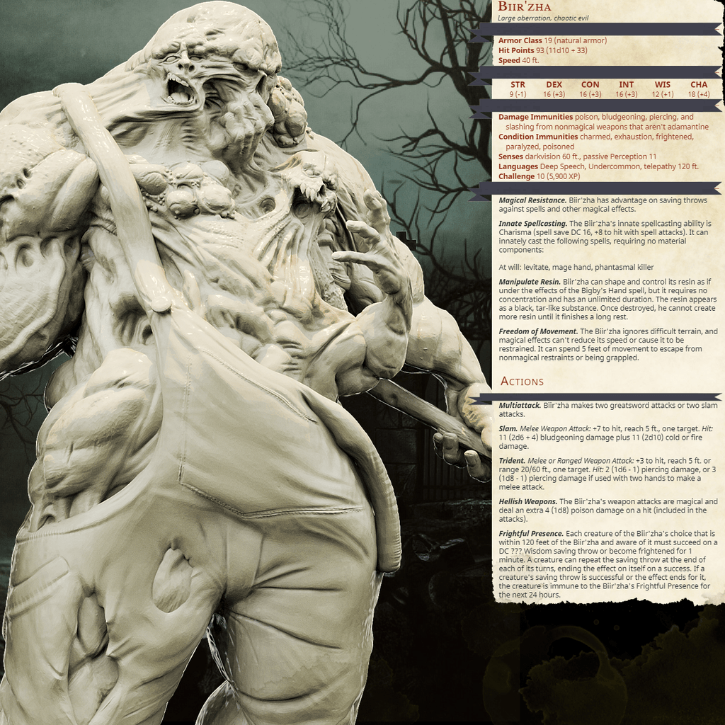 3D Printed Bestiary Vol. 4 Nafarrate - Biir'zha Aberration 32mm Ragnarok D&D