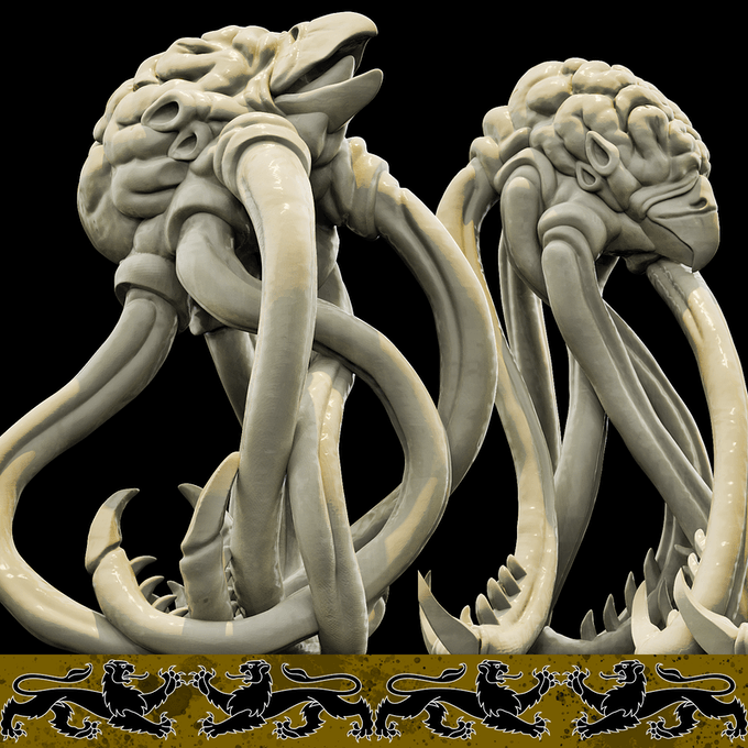 3D Printed Bestiary Vol. 4 Nafarrate - Brain Abomination 32mm Ragnarok D&D