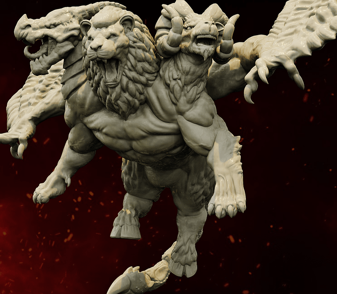 3D Printed Bestiary Vol. 4 Nafarrate - Chimera 32mm Ragnarok D&D