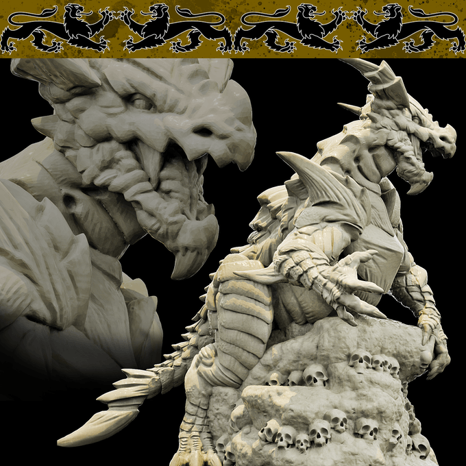 3D Printed Bestiary Vol. 4 Nafarrate - Cidraen Thunder Dragon 32mm Ragnarok D&D