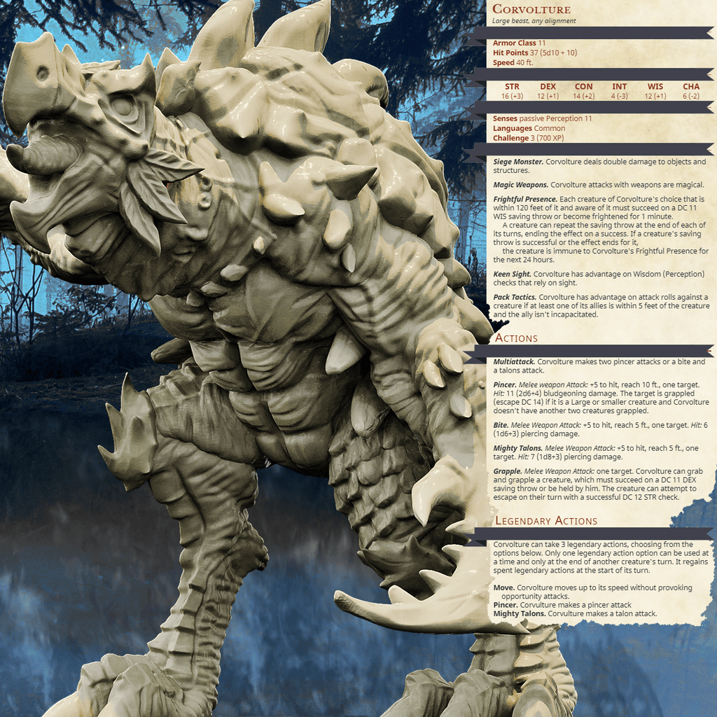 3D Printed Bestiary Vol. 4 Nafarrate - Corvolture Beast 32mm Ragnarok D&D