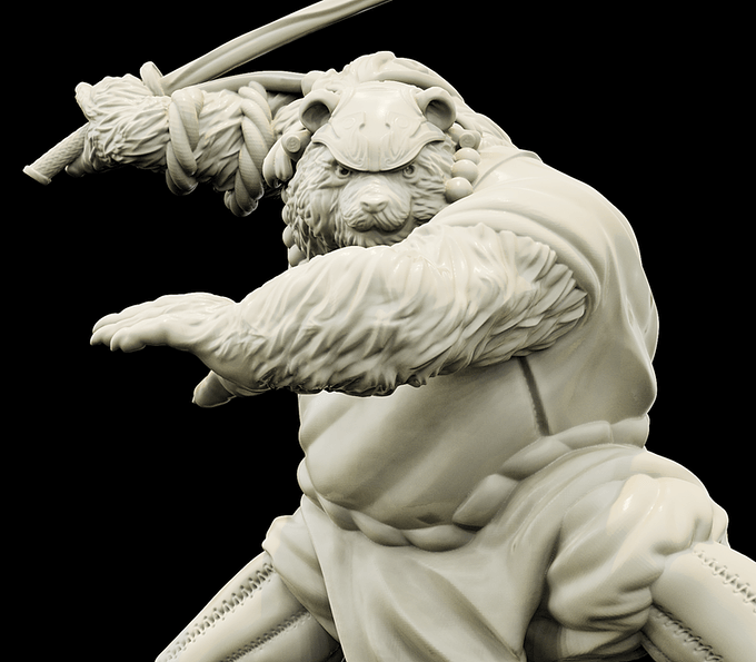 3D Printed Bestiary Vol. 4 Nafarrate - Cu Chulan Bear Monk 32mm Ragnarok D&D