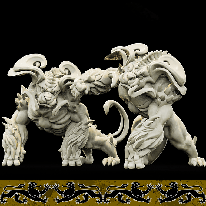 3D Printed Bestiary Vol. 4 Nafarrate - Duskpaw 32mm Ragnarok D&D