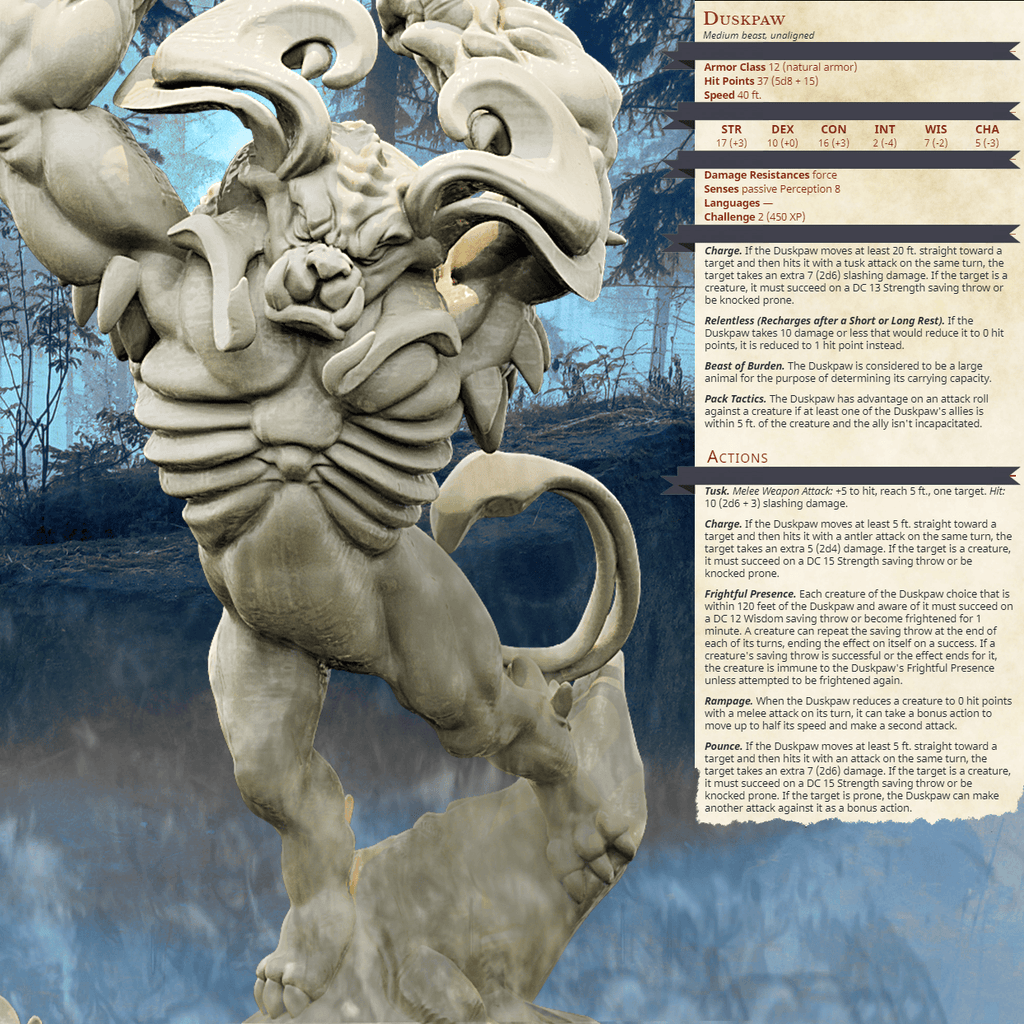 3D Printed Bestiary Vol. 4 Nafarrate - Duskpaw 32mm Ragnarok D&D