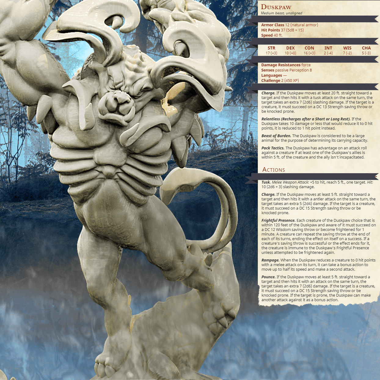 3D Printed Bestiary Vol. 4 Nafarrate - Duskpaw 32mm Ragnarok D&D