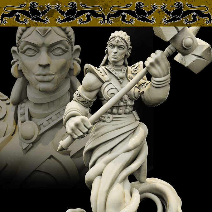 3D Printed Bestiary Vol. 4 Nafarrate - Earth Genie 32mm Ragnarok D&D