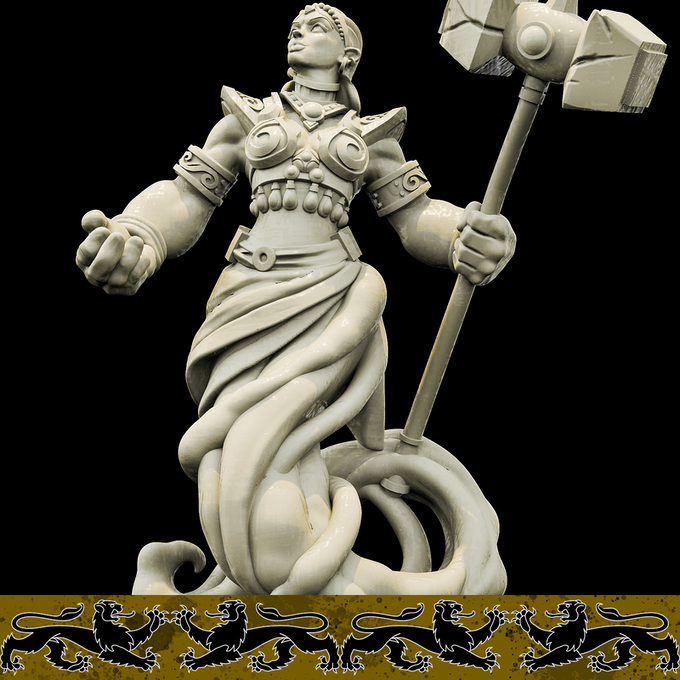 3D Printed Bestiary Vol. 4 Nafarrate - Earth Genie 32mm Ragnarok D&D