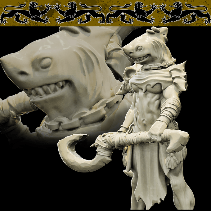3D Printed Bestiary Vol. 4 Nafarrate - Ephyra Lady Shark 32mm Ragnarok D&D