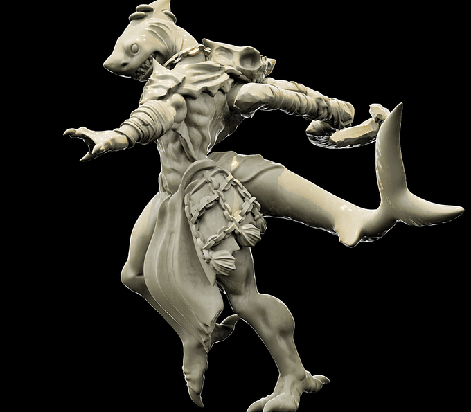 3D Printed Bestiary Vol. 4 Nafarrate - Ephyra Lady Shark 32mm Ragnarok D&D